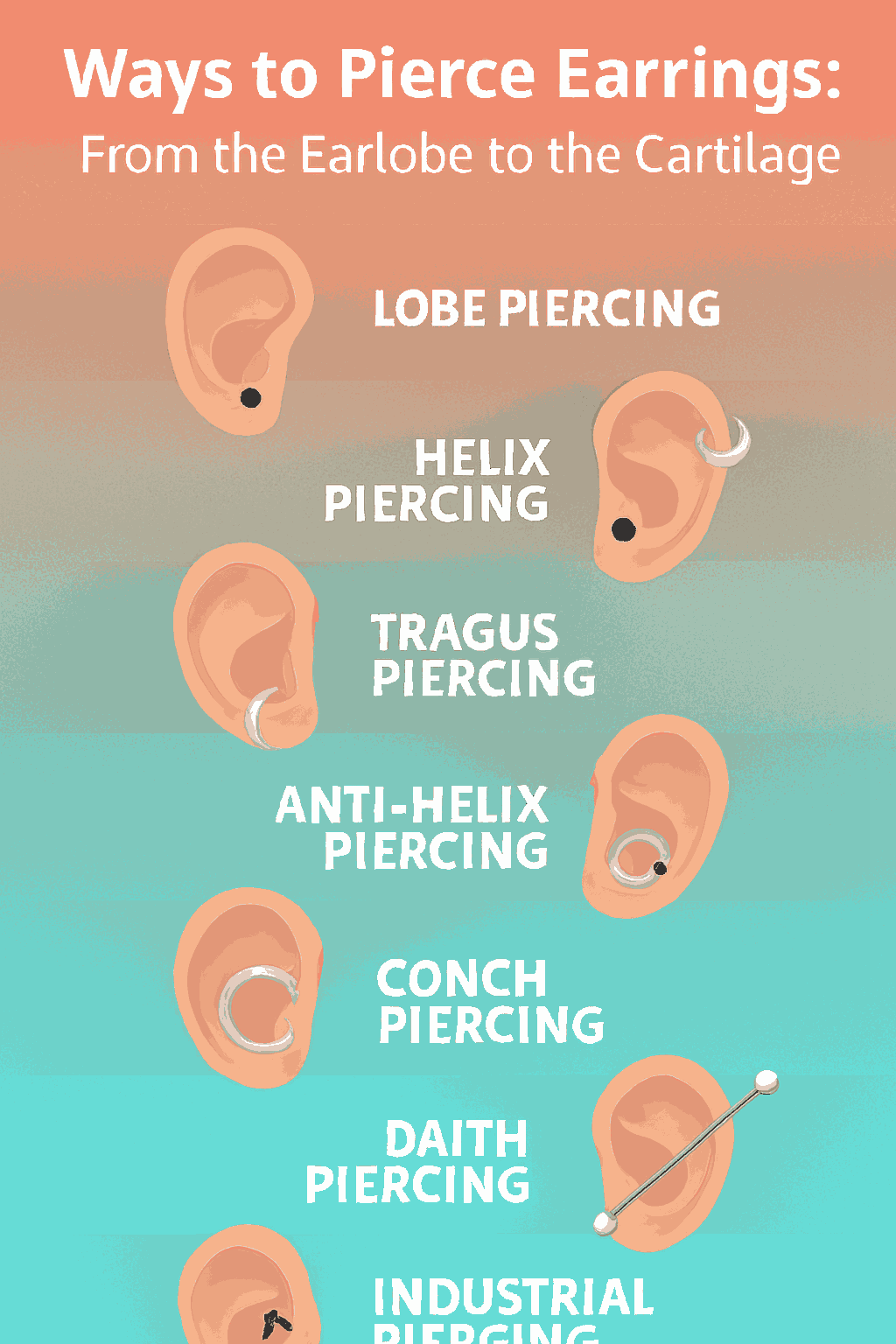 Ways to pierce earrings: From the earlobe to the cartilage