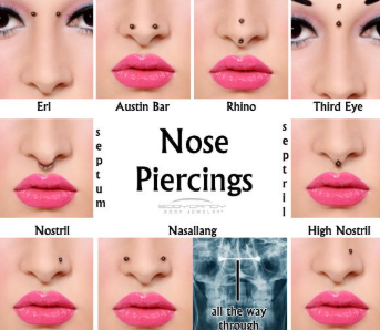 Nose piercing types: body jewelry not free of risks